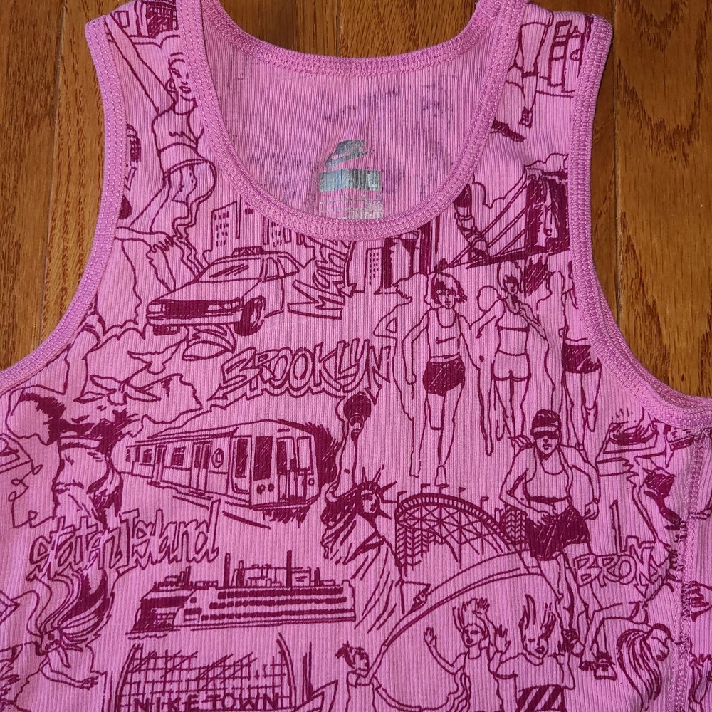 Nike AllStar Brooklyn Pink Maroon Tank Sz L Running Streetwear Active JUST DO IT